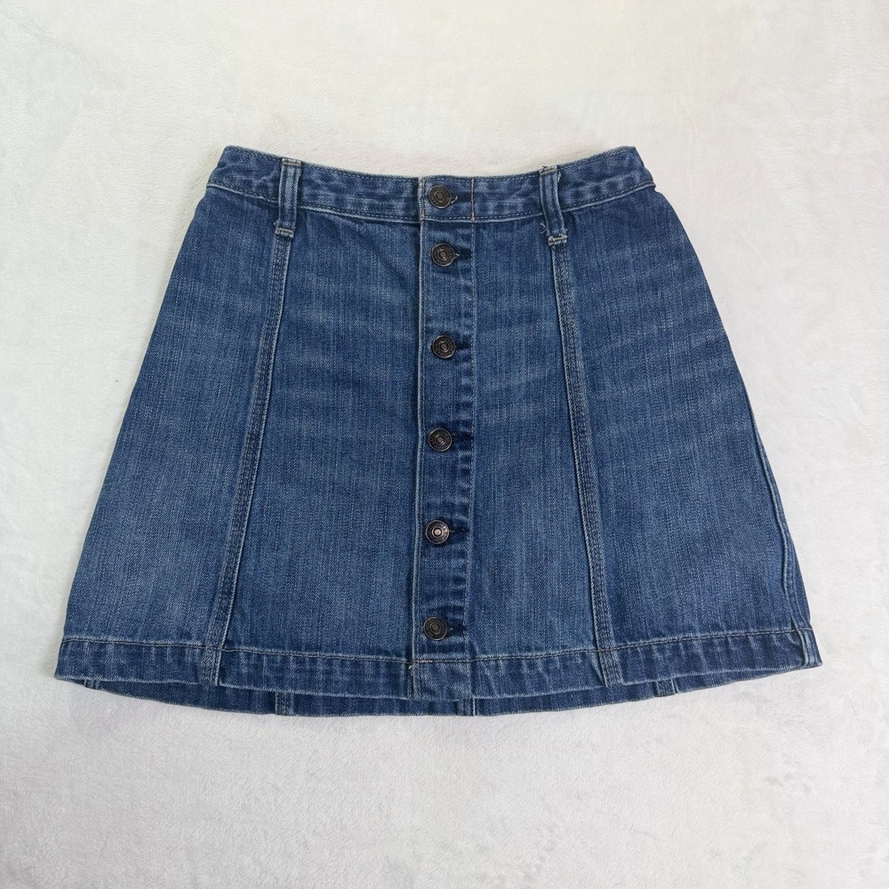 Abercrombie & Fitch Denim Mini Skirt 0 Y2k Preppy Mall Girl Button Front